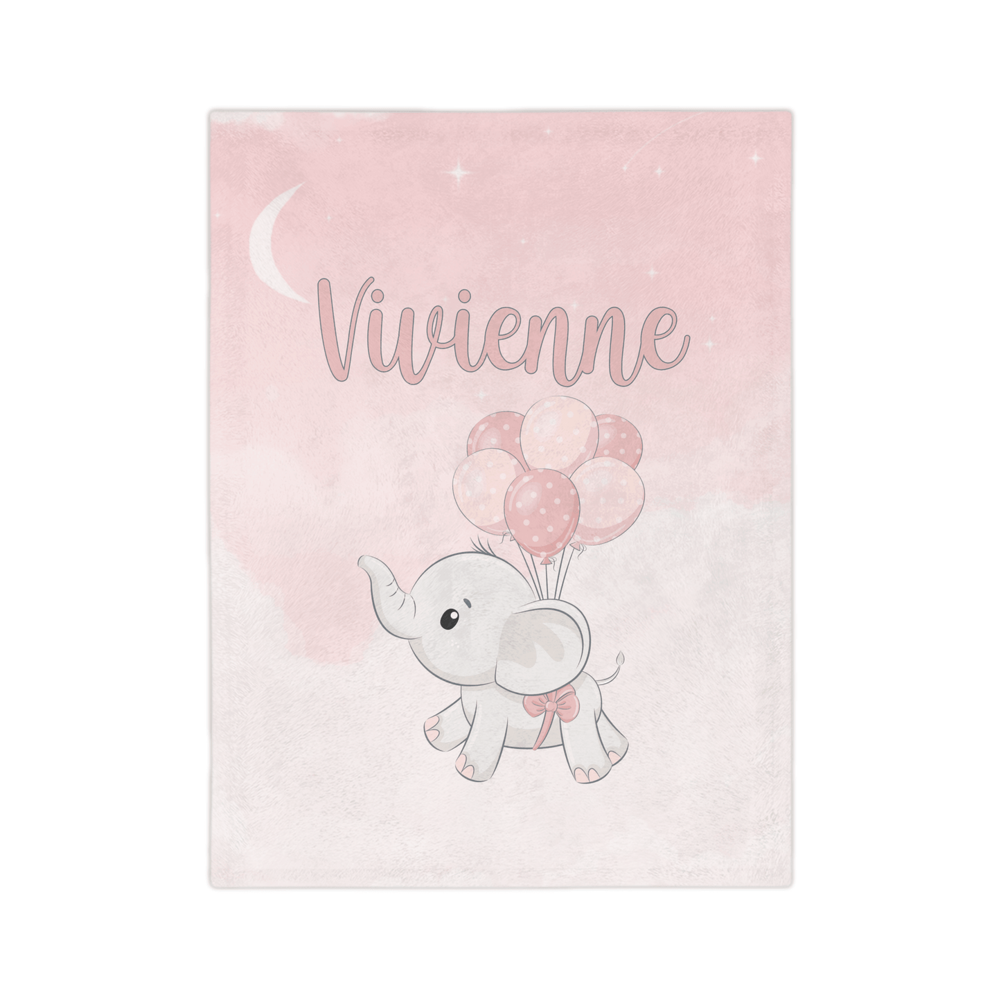 Custom Name Blanket - Girl Elephant Balloons - BentleyBlueCo