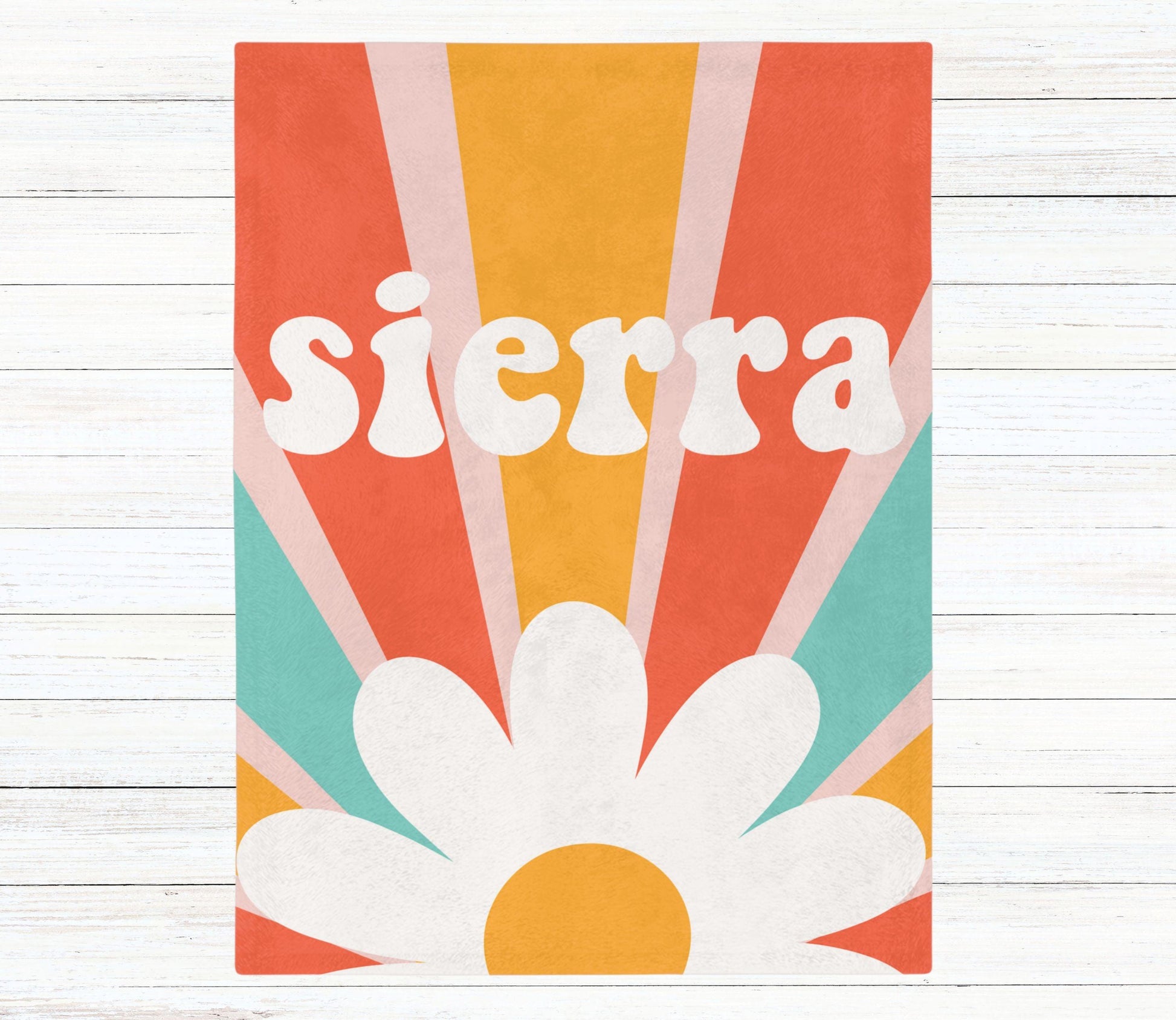 Custom Name Blanket - Groovy Retro Girl - BentleyBlueCo