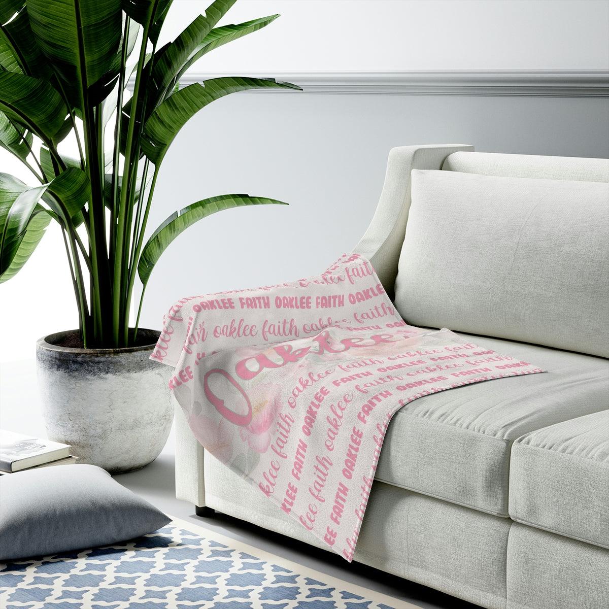 Custom Name Blanket - Peony Floral - BentleyBlueCo