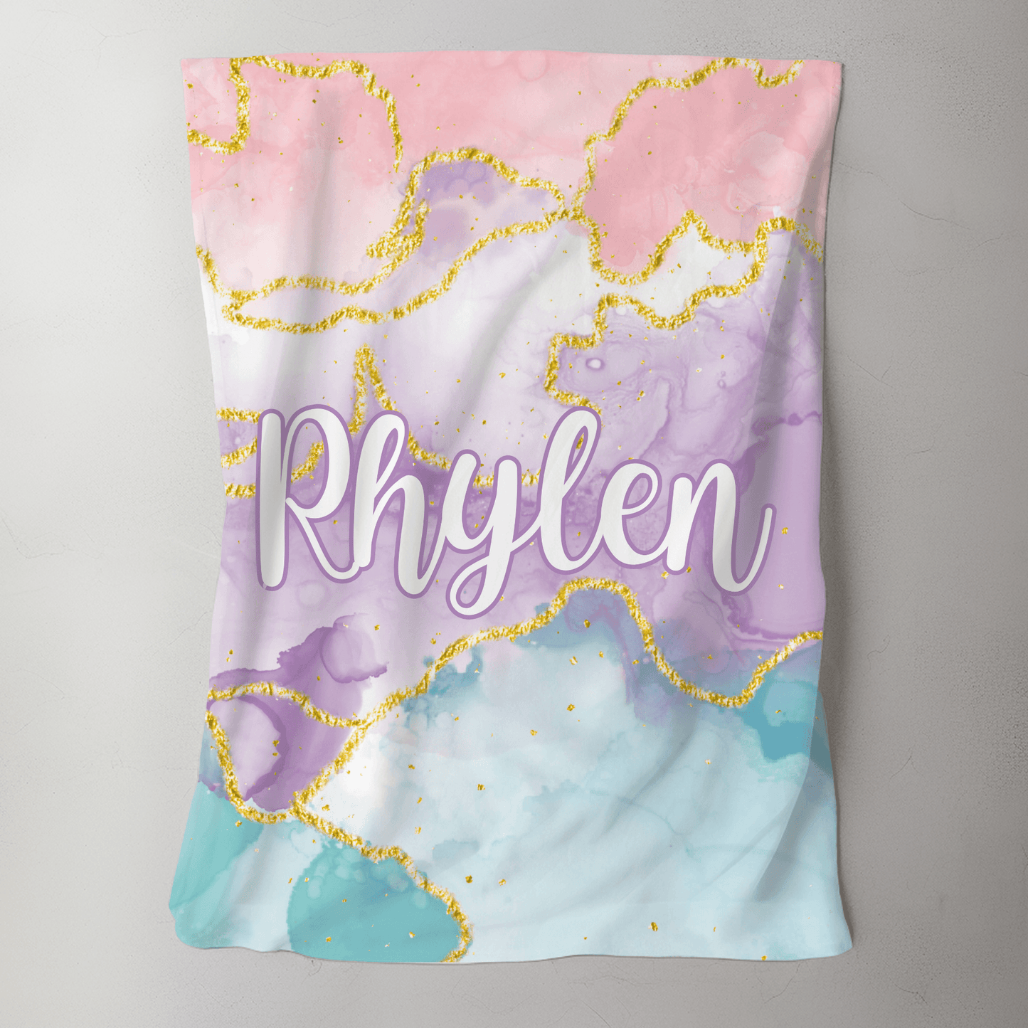 Custom Name Blanket - Pink Marble - BentleyBlueCo