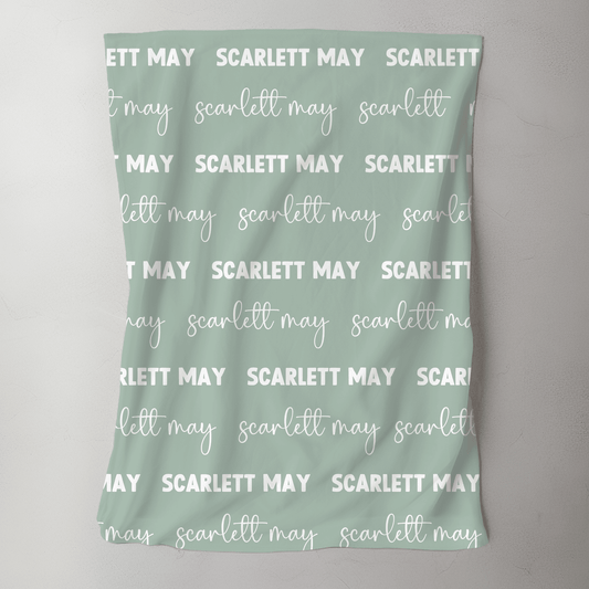 Custom Name Blanket - Sage Green - BentleyBlueCo