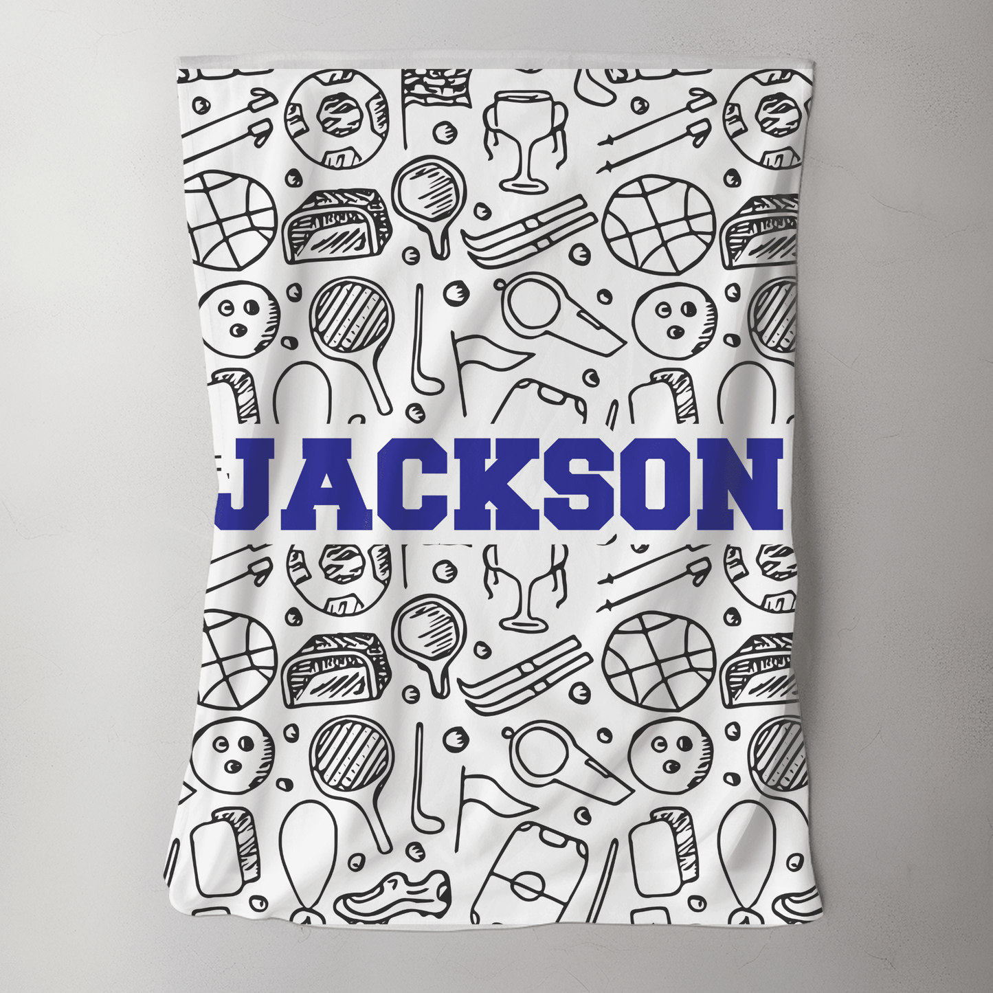 Custom Name Blanket - Sports Theme - BentleyBlueCo