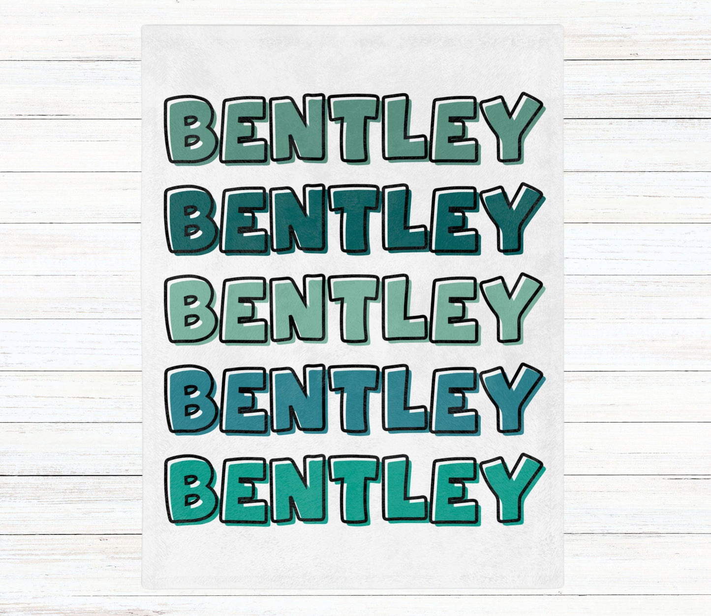 Custom Name Blanket - Teal Name - BentleyBlueCo
