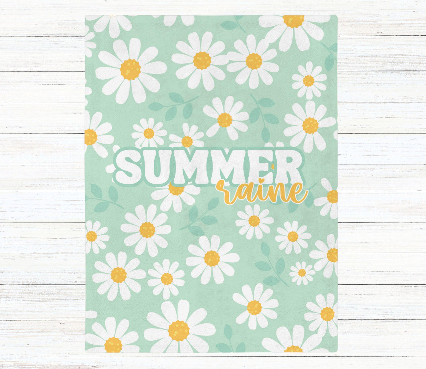 Custom Name Personalized Baby Blanket - Summer Daisy - BentleyBlueCo