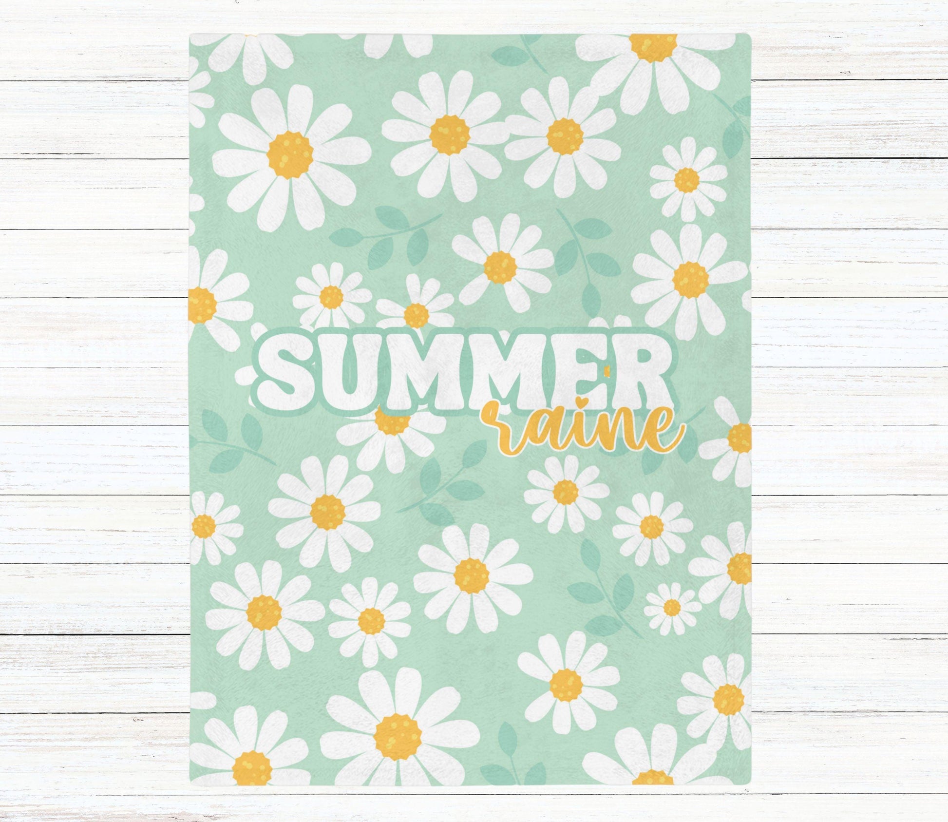Custom Name Personalized Baby Blanket - Summer Daisy - BentleyBlueCo