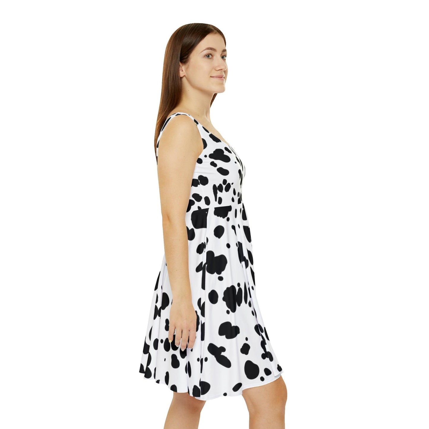 Dalmatian Print Women's Skater Dress - BentleyBlueCo