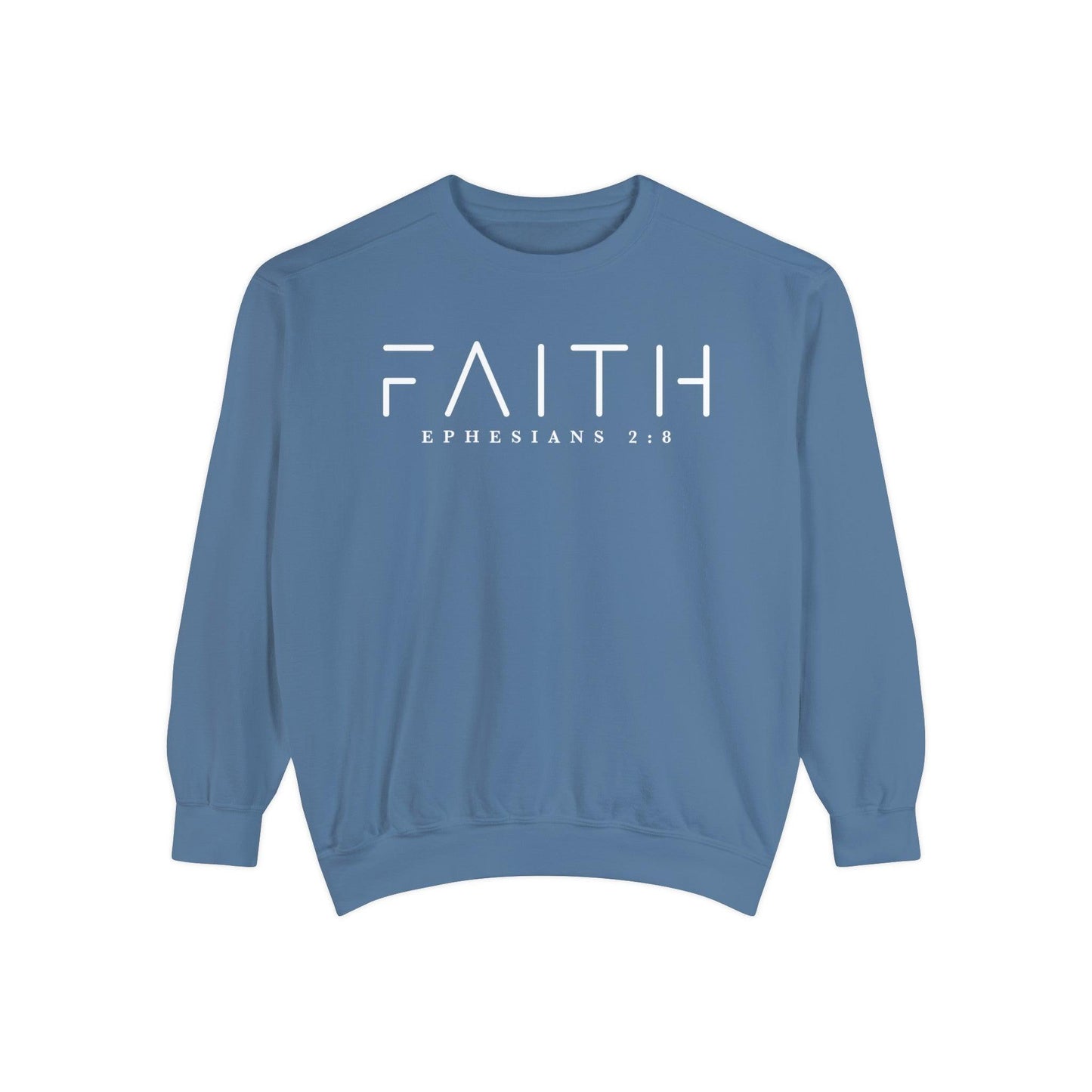 Faith Ephesians 2:8 - Comfort Colors Crewneck - BentleyBlueCo