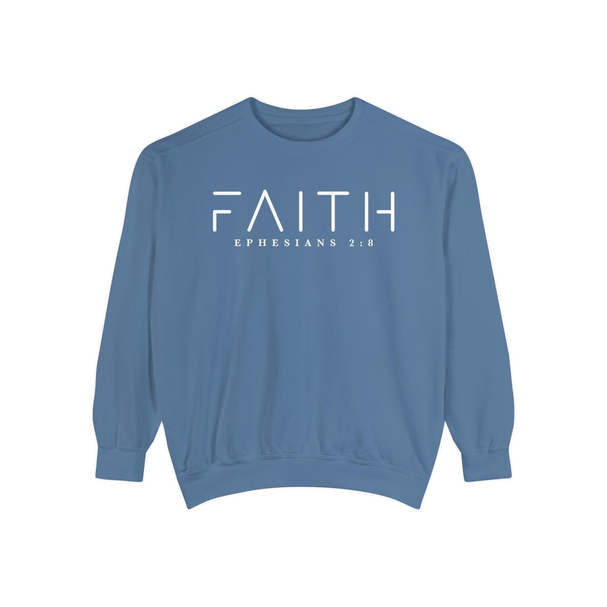 Faith Ephesians 2:8 - Comfort Colors Crewneck - BentleyBlueCo