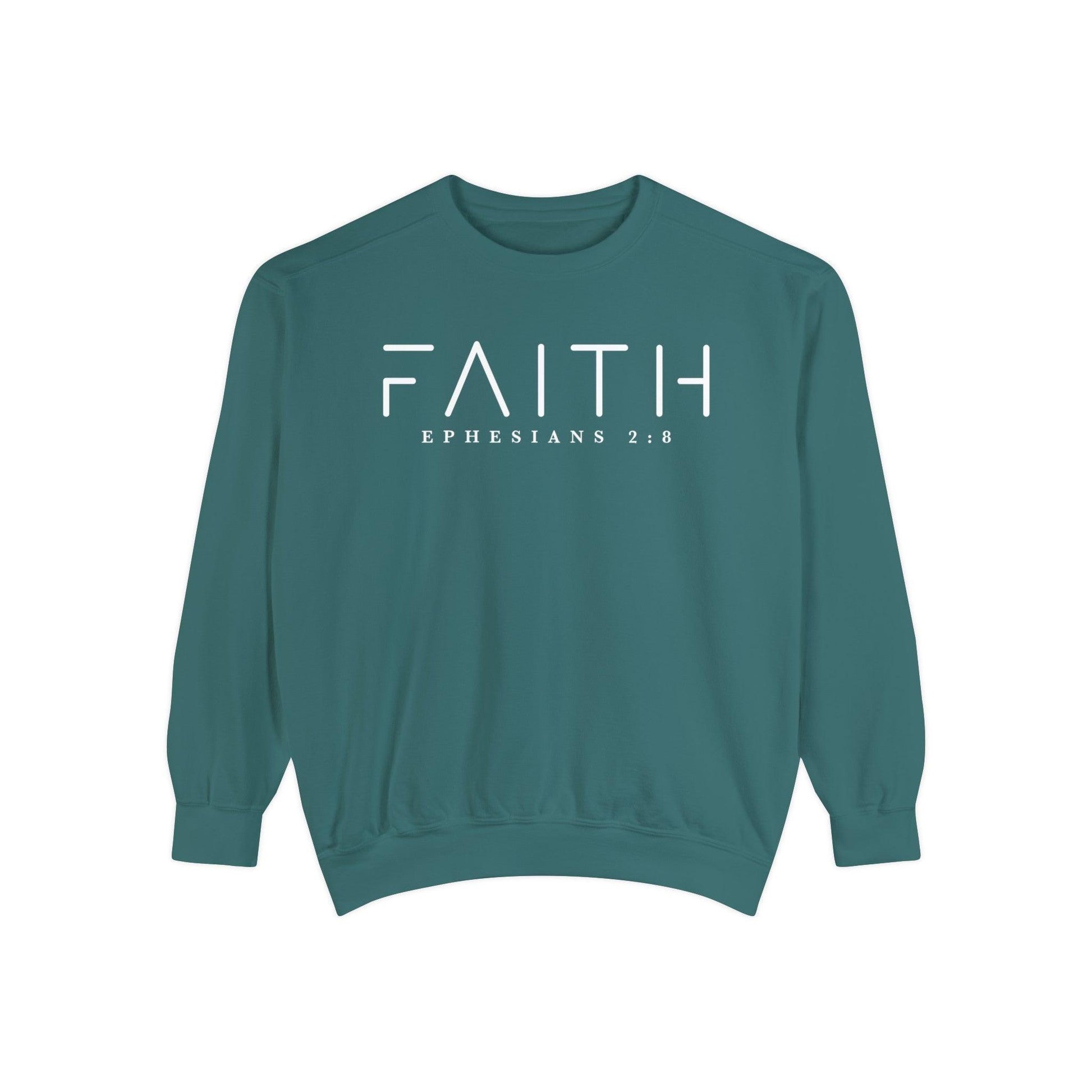 Faith Ephesians 2:8 - Comfort Colors Crewneck - BentleyBlueCo
