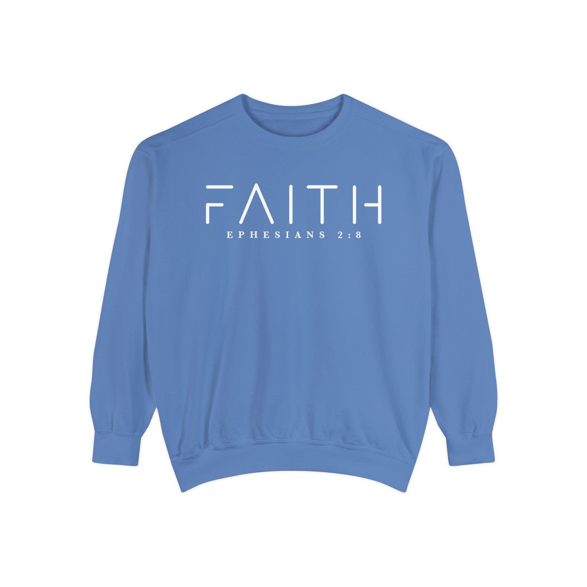 Faith Ephesians 2:8 - Comfort Colors Crewneck - BentleyBlueCo