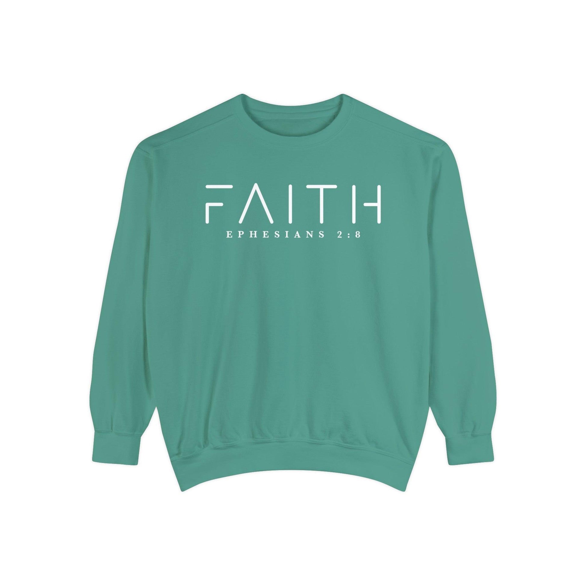 Faith Ephesians 2:8 - Comfort Colors Crewneck - BentleyBlueCo