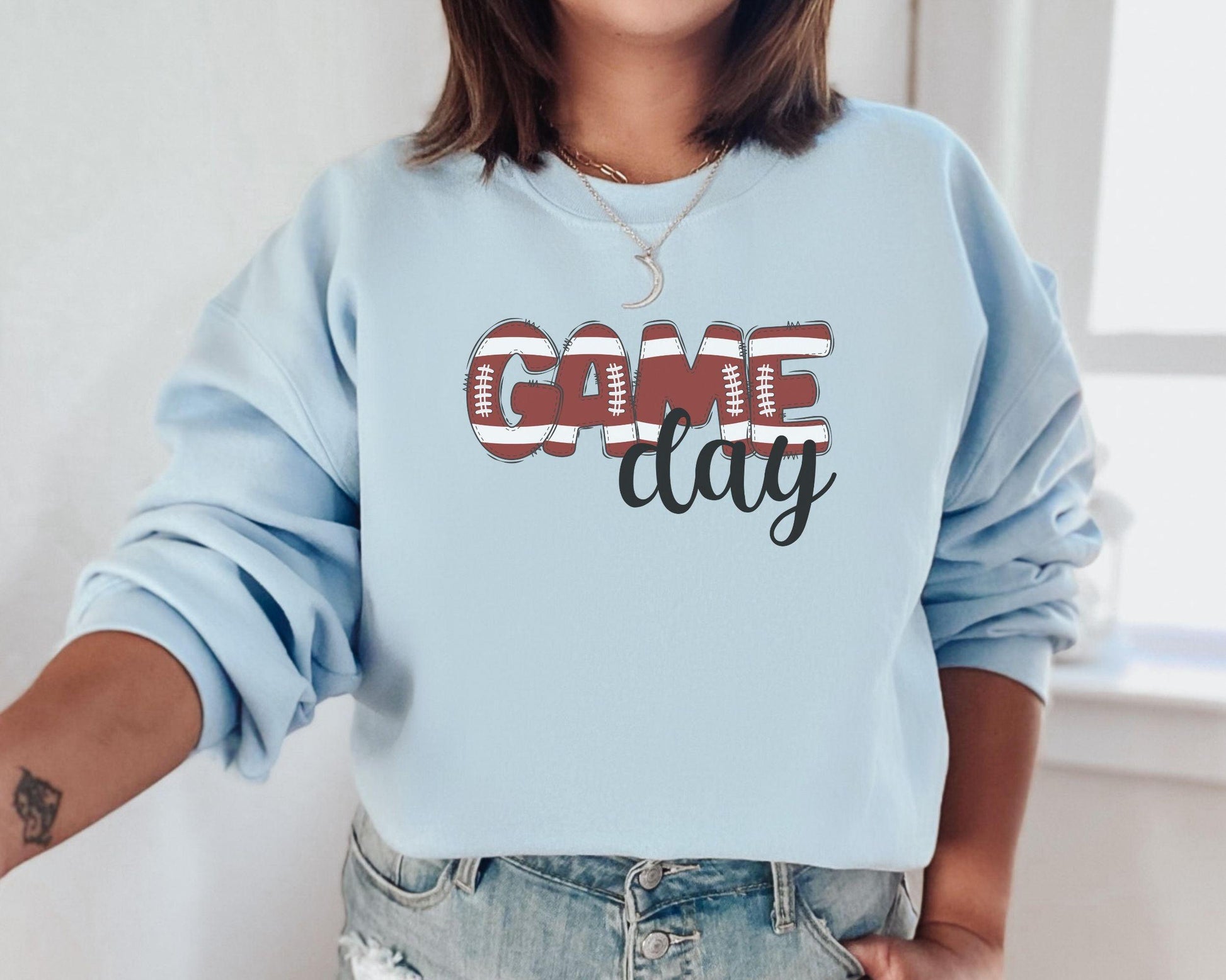 Foot Ball Game Day Crewneck - BentleyBlueCo