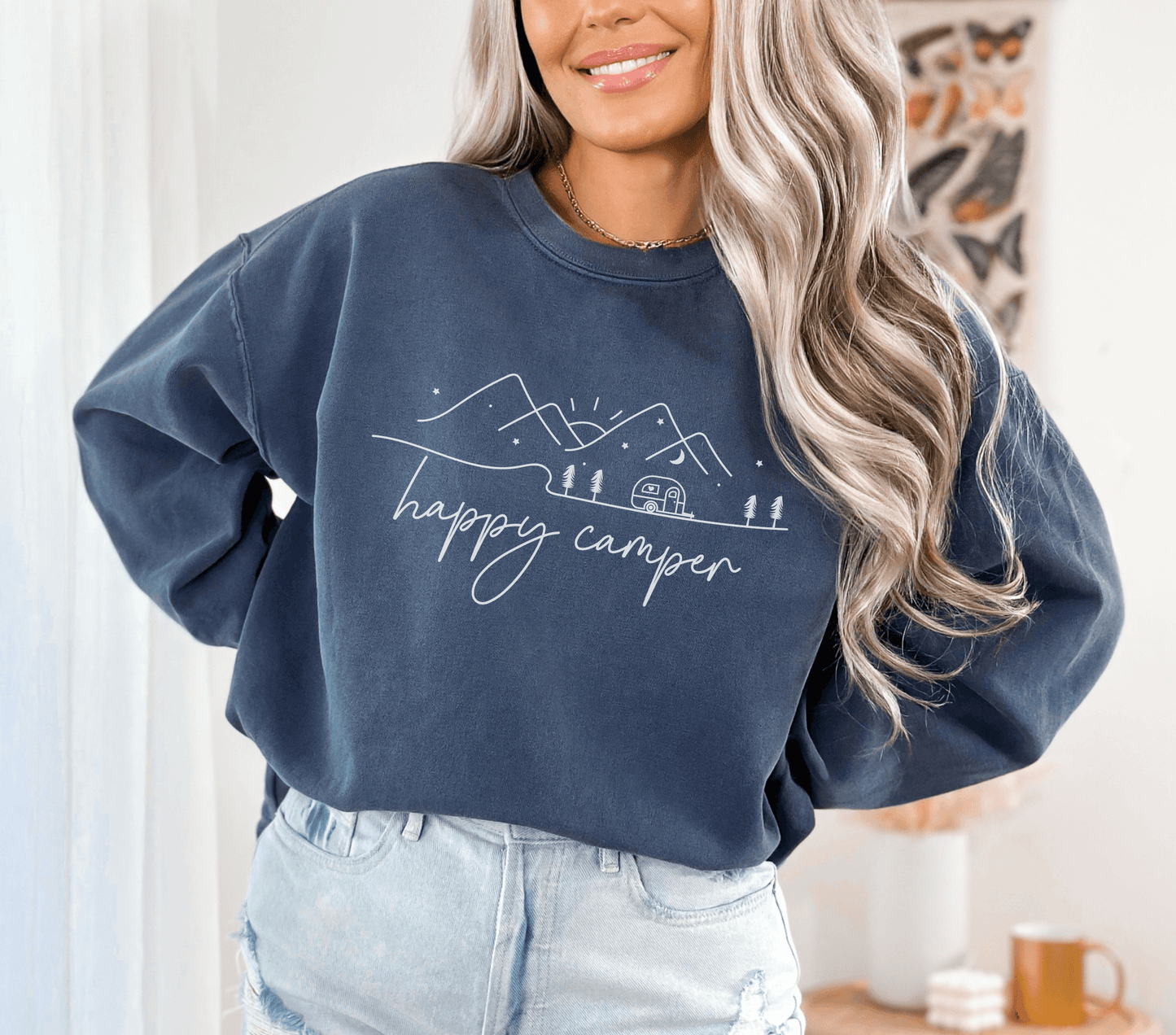 Happy Camper Comfort Colors Sweatshirt - BentleyBlueCo