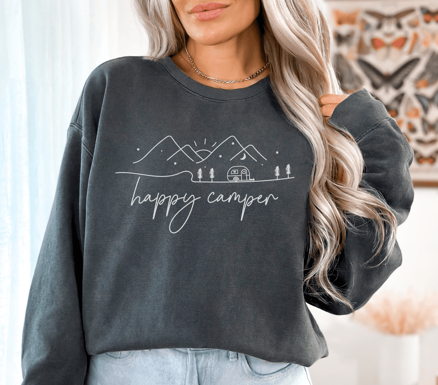 Happy Camper Comfort Colors Sweatshirt - BentleyBlueCo