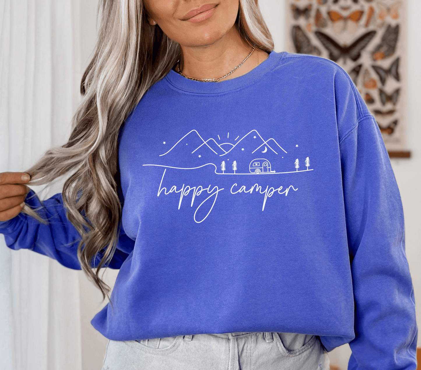 Happy Camper Comfort Colors Sweatshirt - BentleyBlueCo