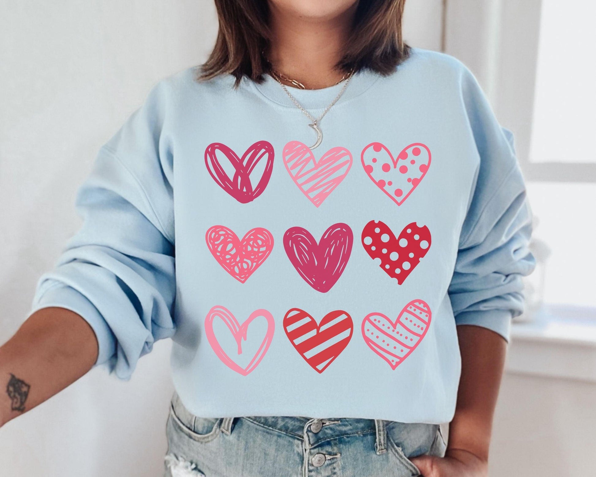 Heart Grid Crewneck - BentleyBlueCo