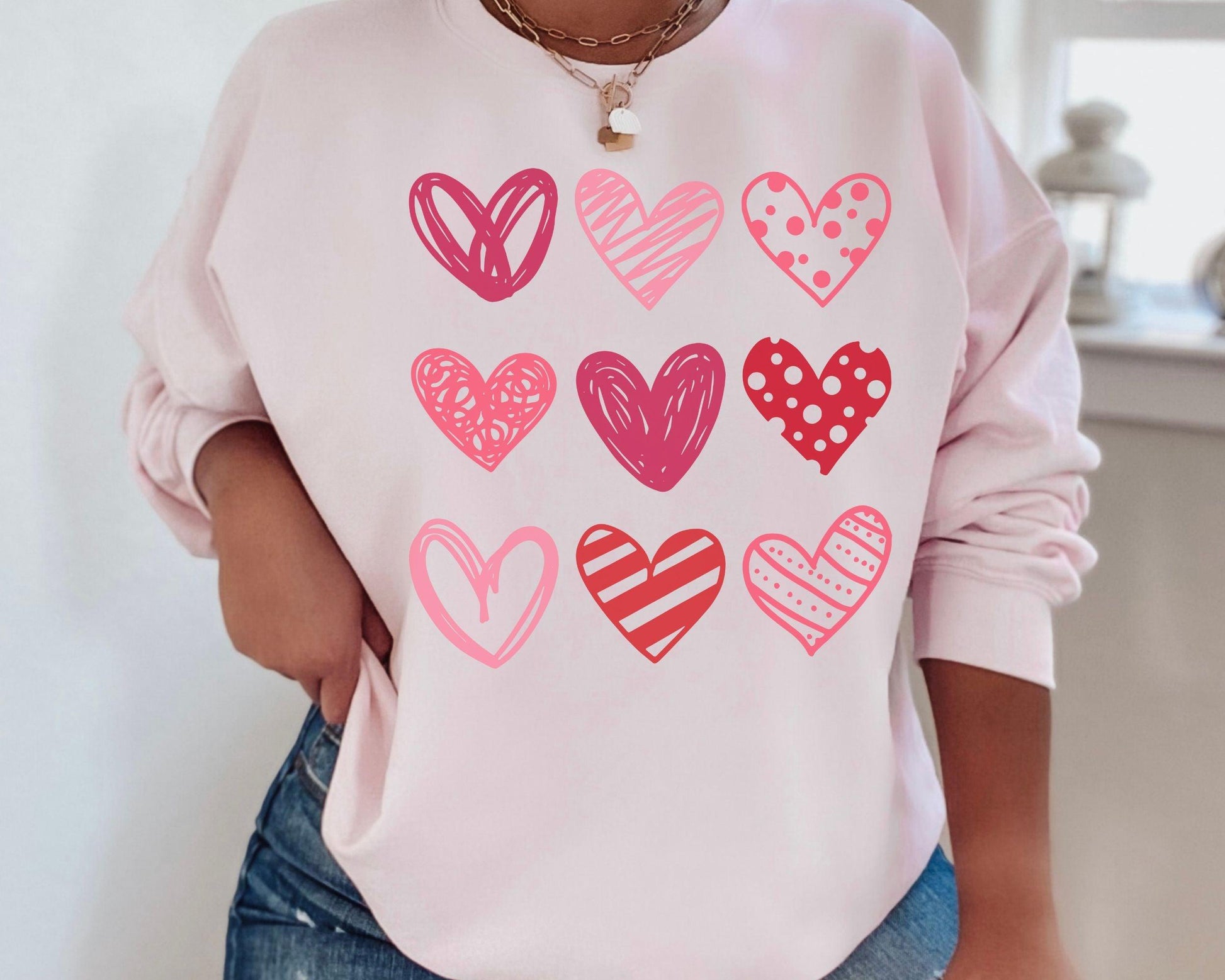 Heart Grid Crewneck - BentleyBlueCo
