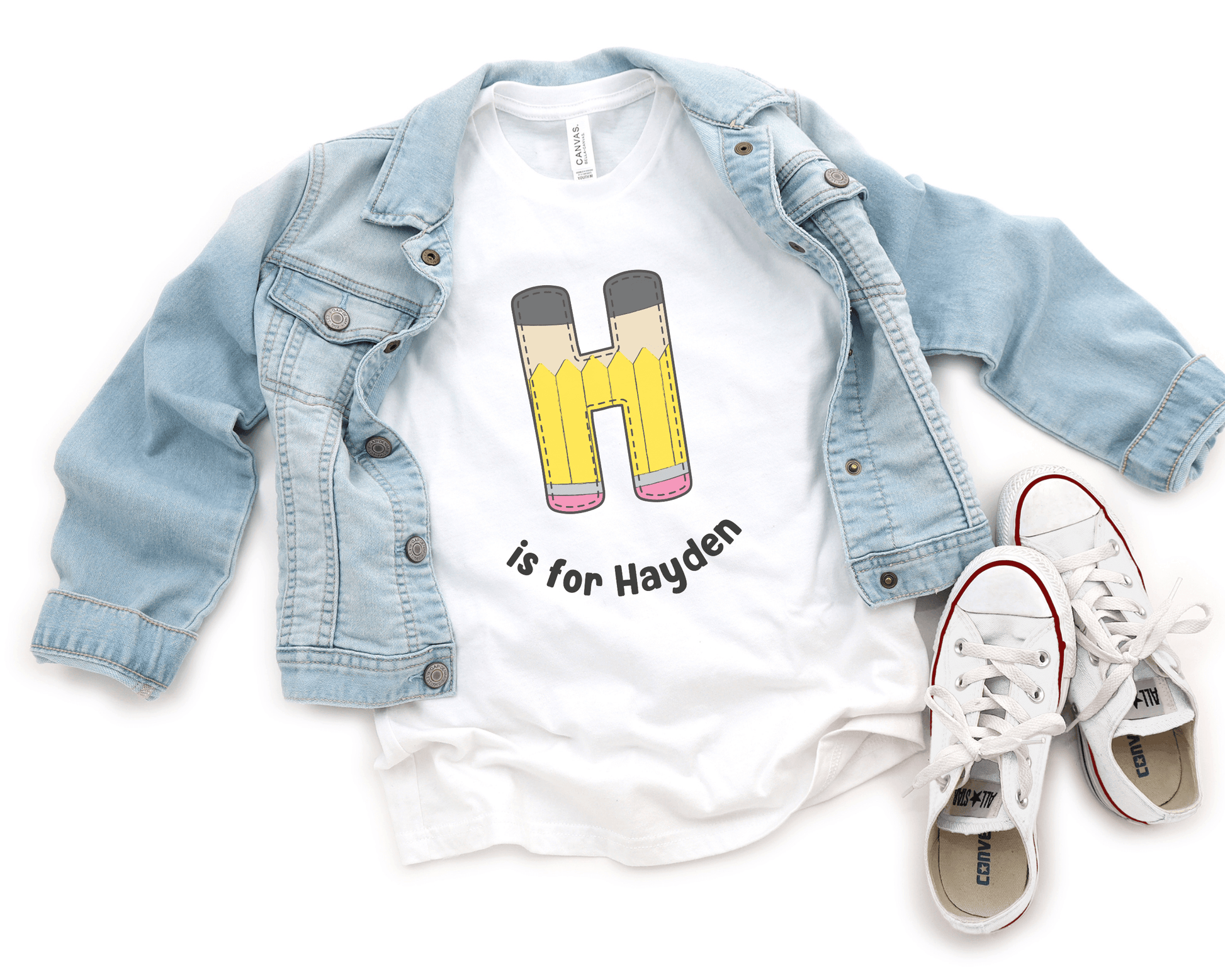 Personalized Back to School T-shirt - School Letter - BentleyBlueCo