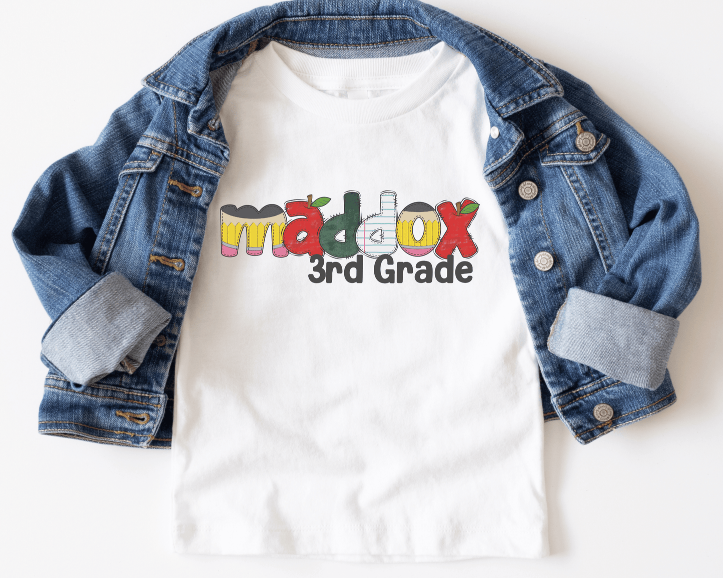 Personalized Name Back to School T-shirt - School Letters - BentleyBlueCo