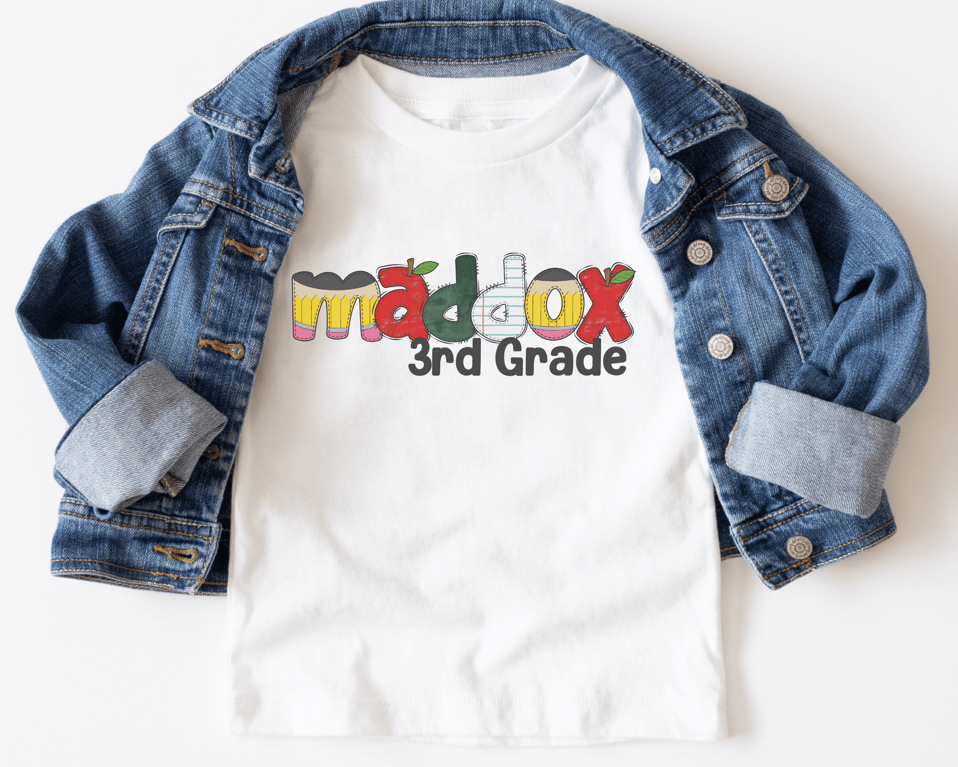 Personalized Name Back to School T-shirt - School Letters - BentleyBlueCo