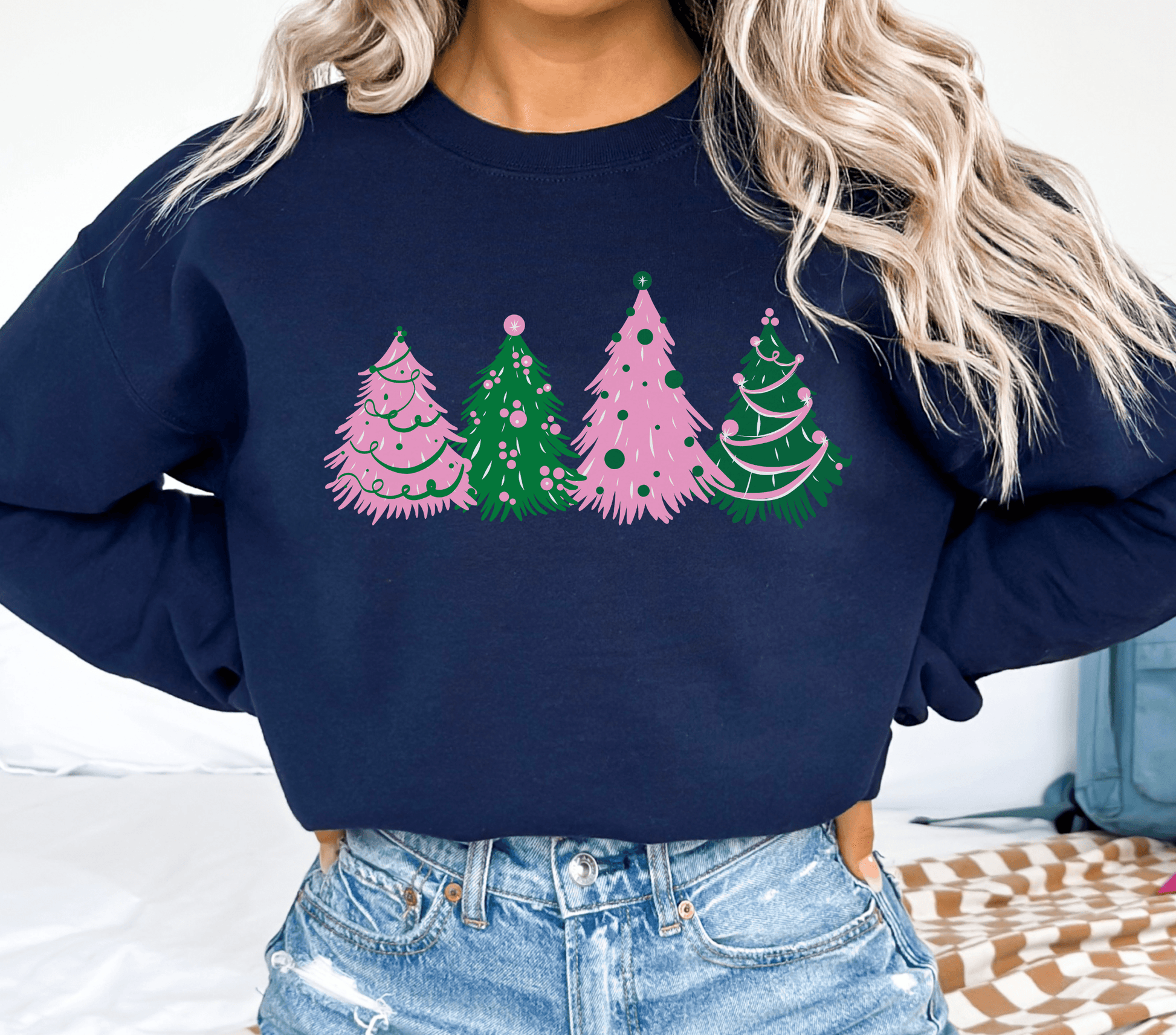 Pink Christmas Tree Crewneck - BentleyBlueCo