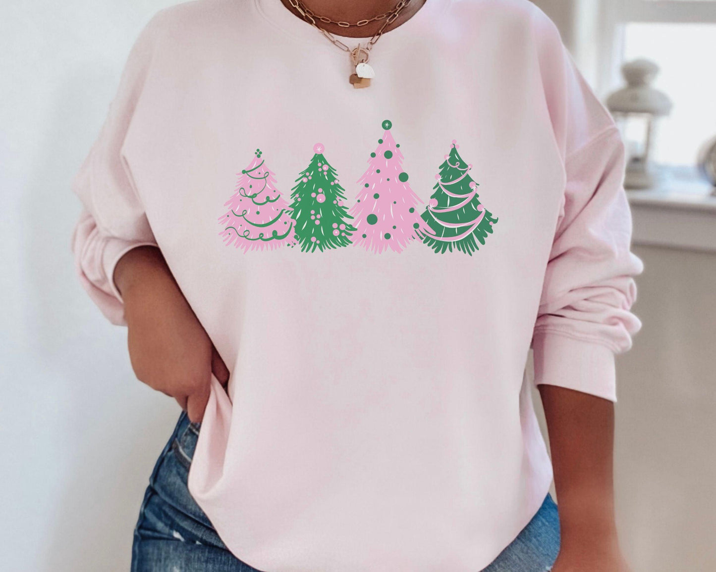 Pink Christmas Tree Crewneck - BentleyBlueCo