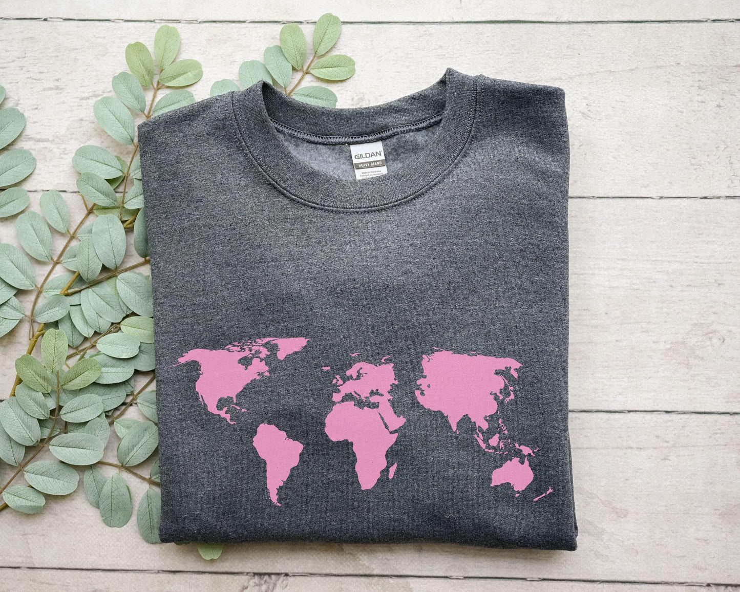 Pink World Map Crewneck - BentleyBlueCo