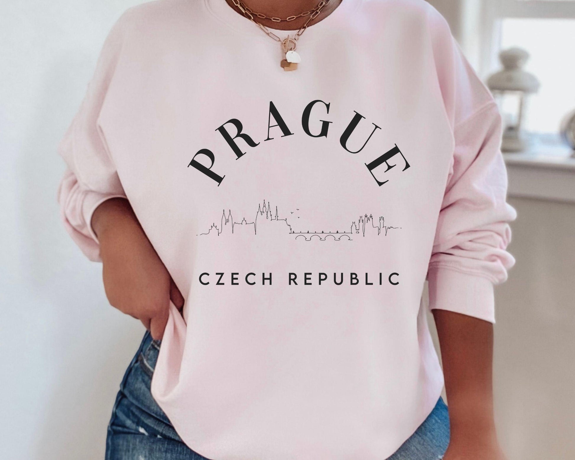 Prague Czech Republic Crewneck - BentleyBlueCo