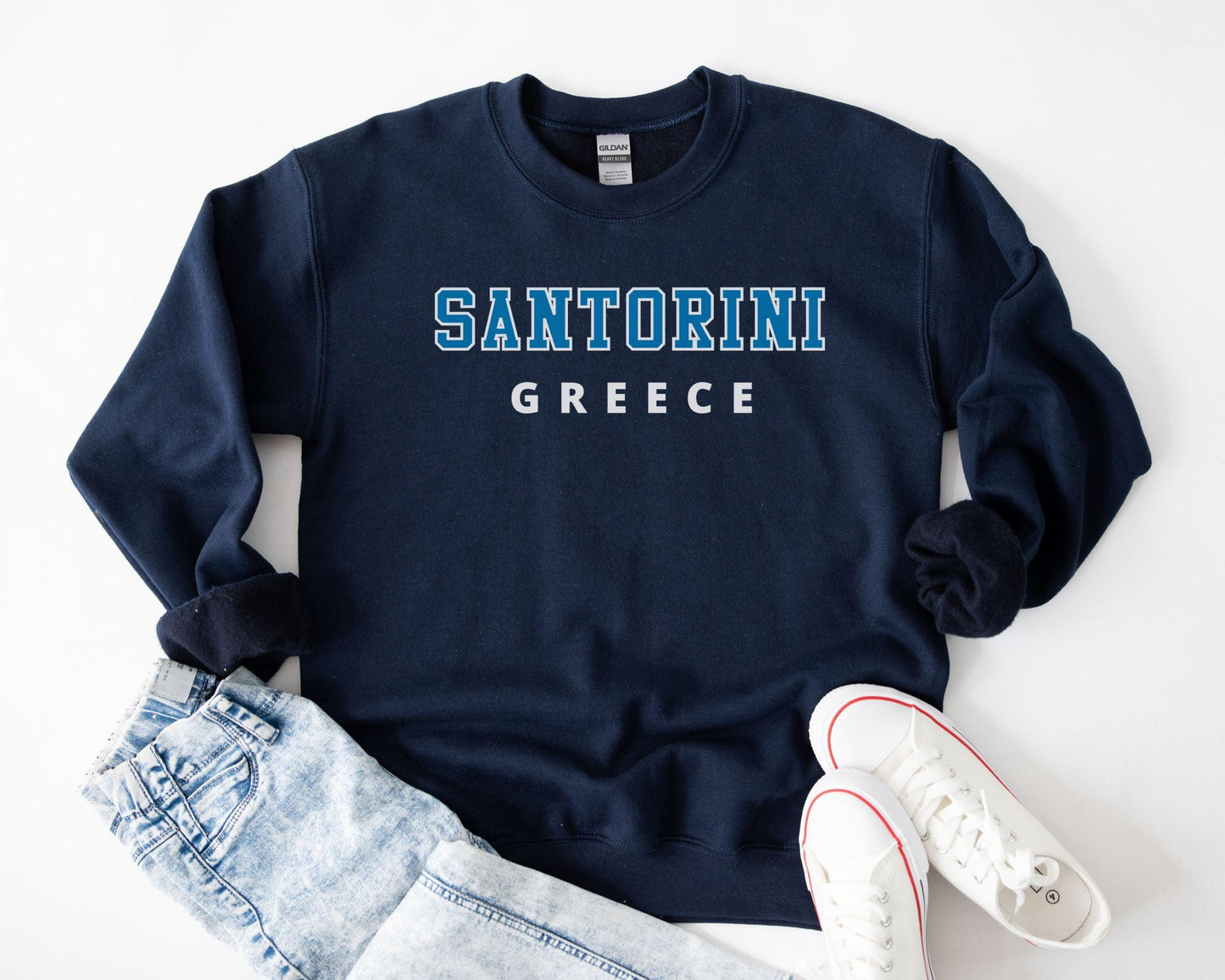 Santorini Greece Sweatshirt - BentleyBlueCo