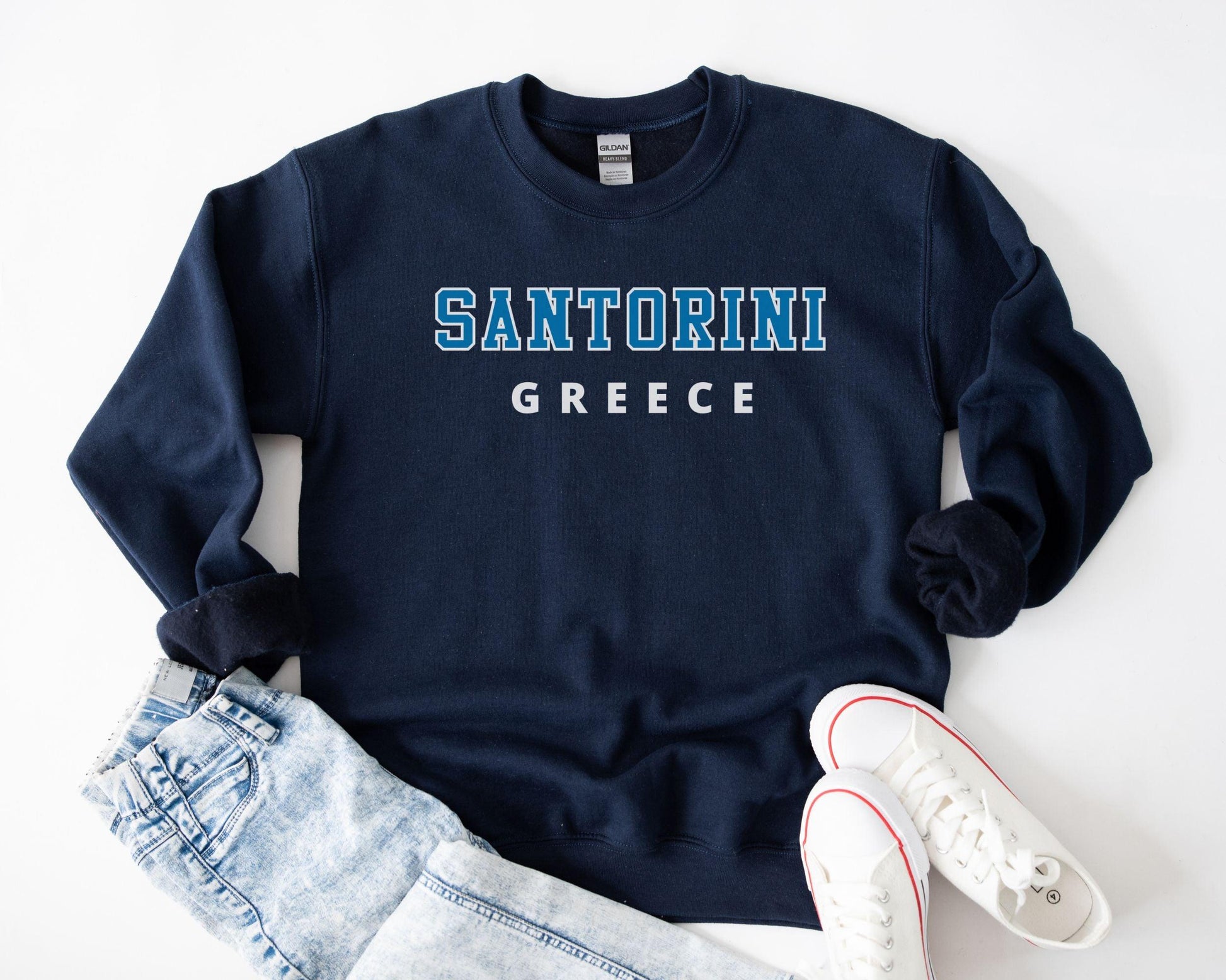 Santorini Greece Sweatshirt - BentleyBlueCo