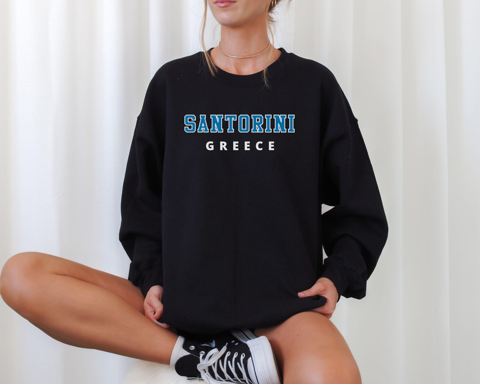 Santorini Greece Sweatshirt - BentleyBlueCo