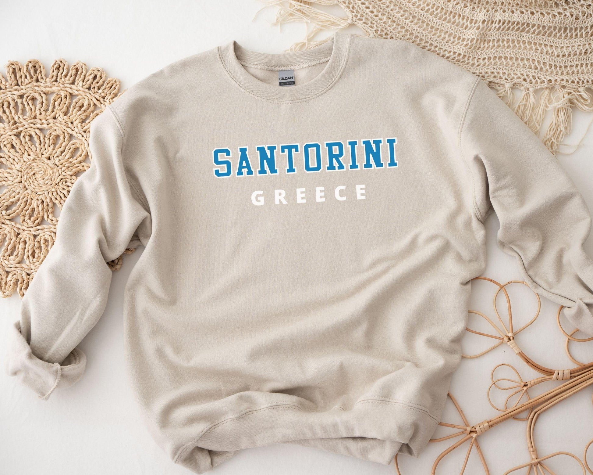 Santorini Greece Sweatshirt - BentleyBlueCo