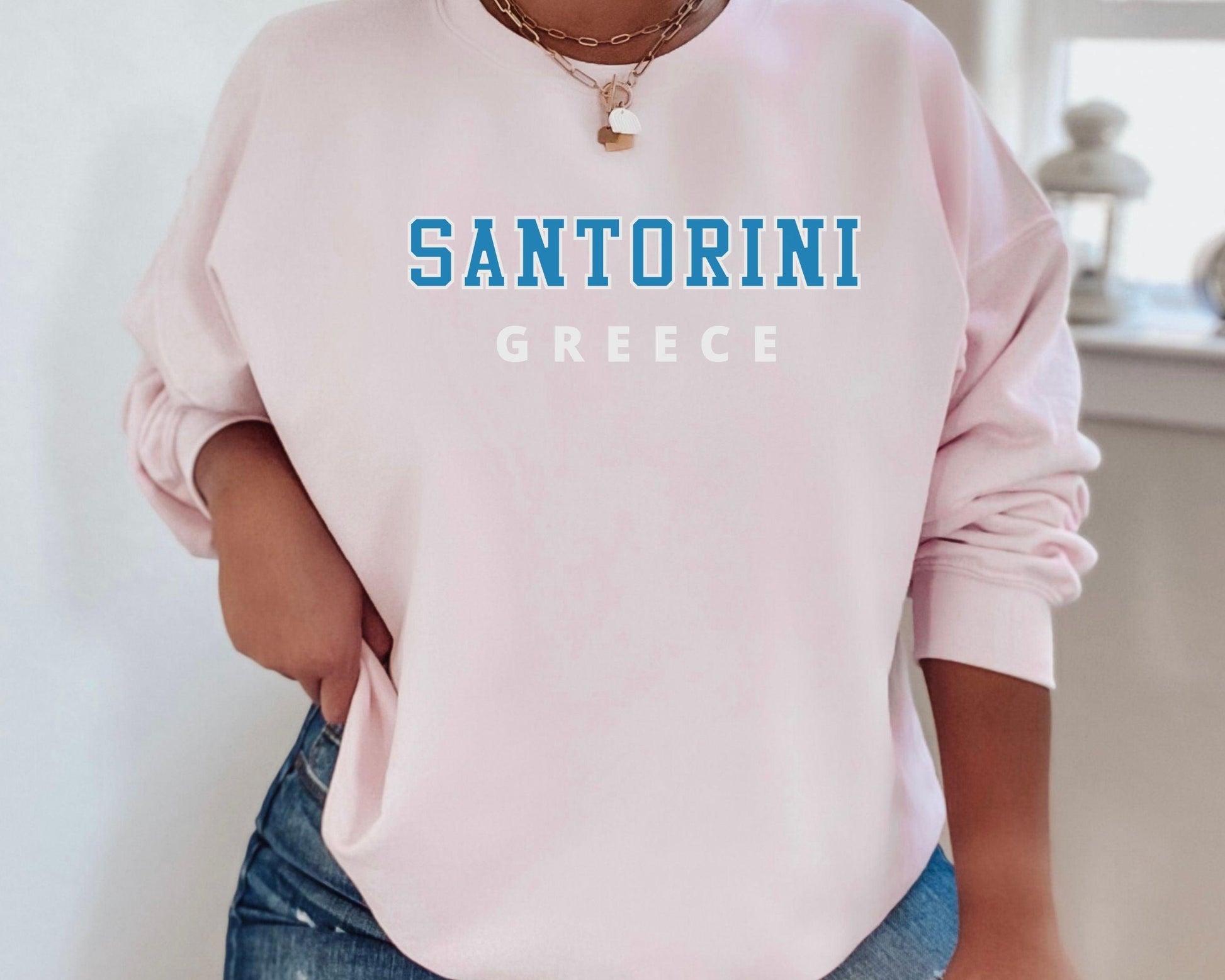 Santorini Greece Sweatshirt - BentleyBlueCo
