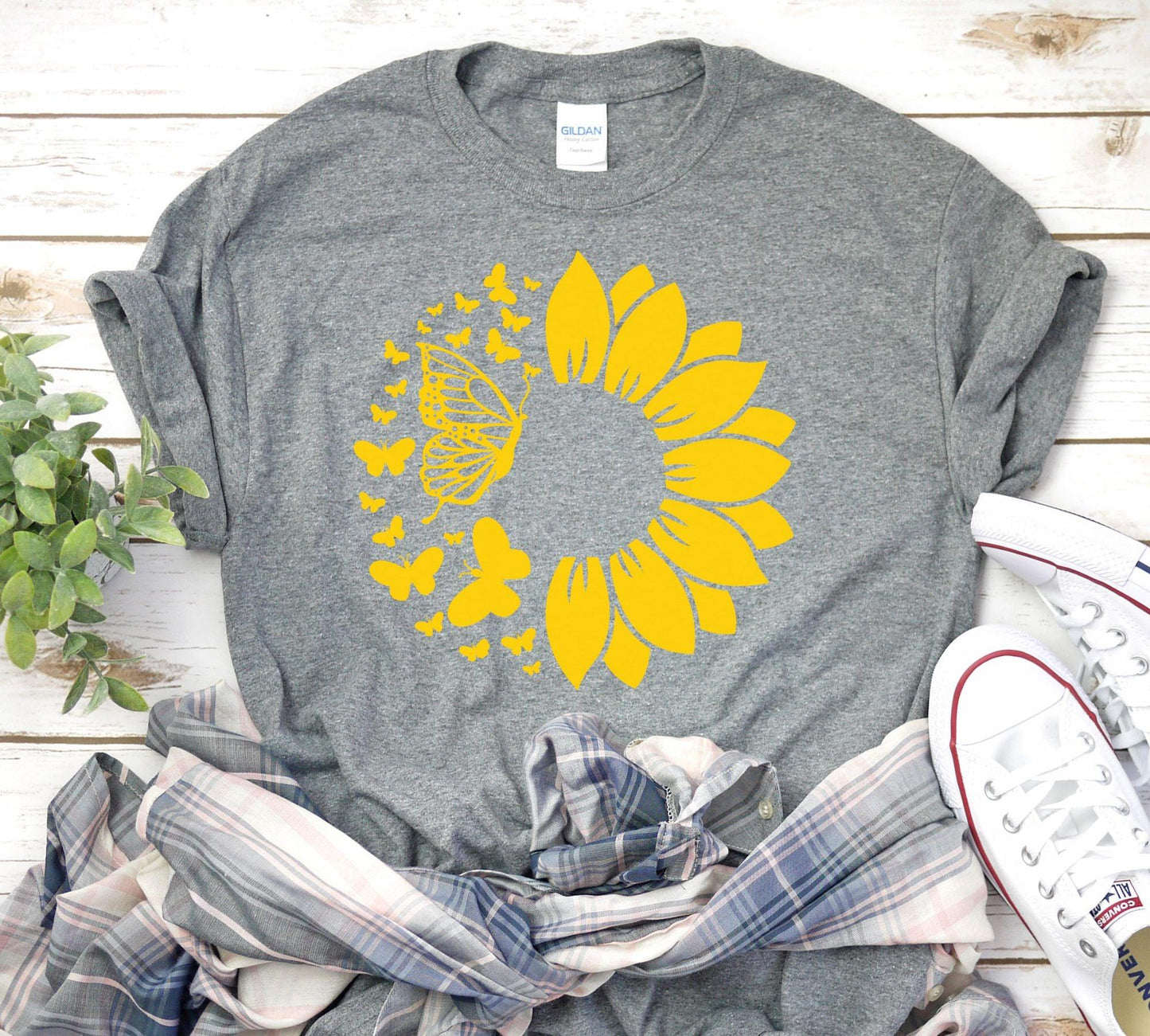 Sunflower & Butterflies Shirt - BentleyBlueCo