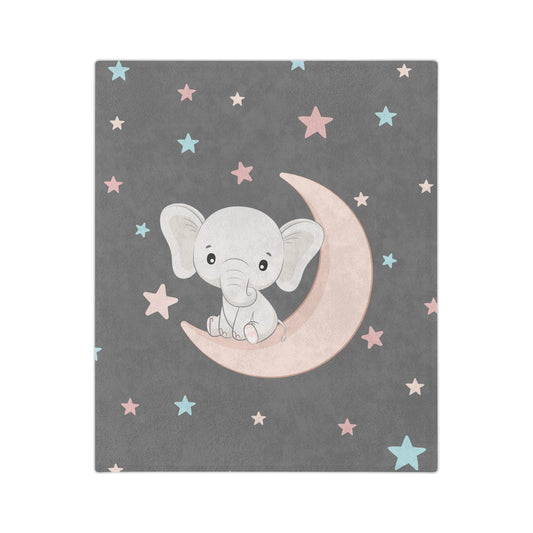 Baby Elephant Moon and Stars Blanket - BentleyBlueCo