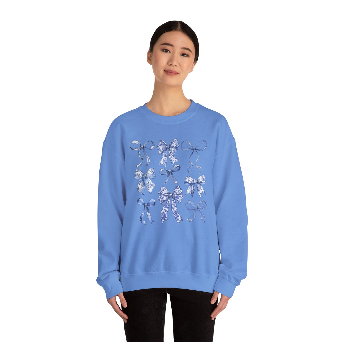 Blue Coquette Antique Pattern Print Crewneck