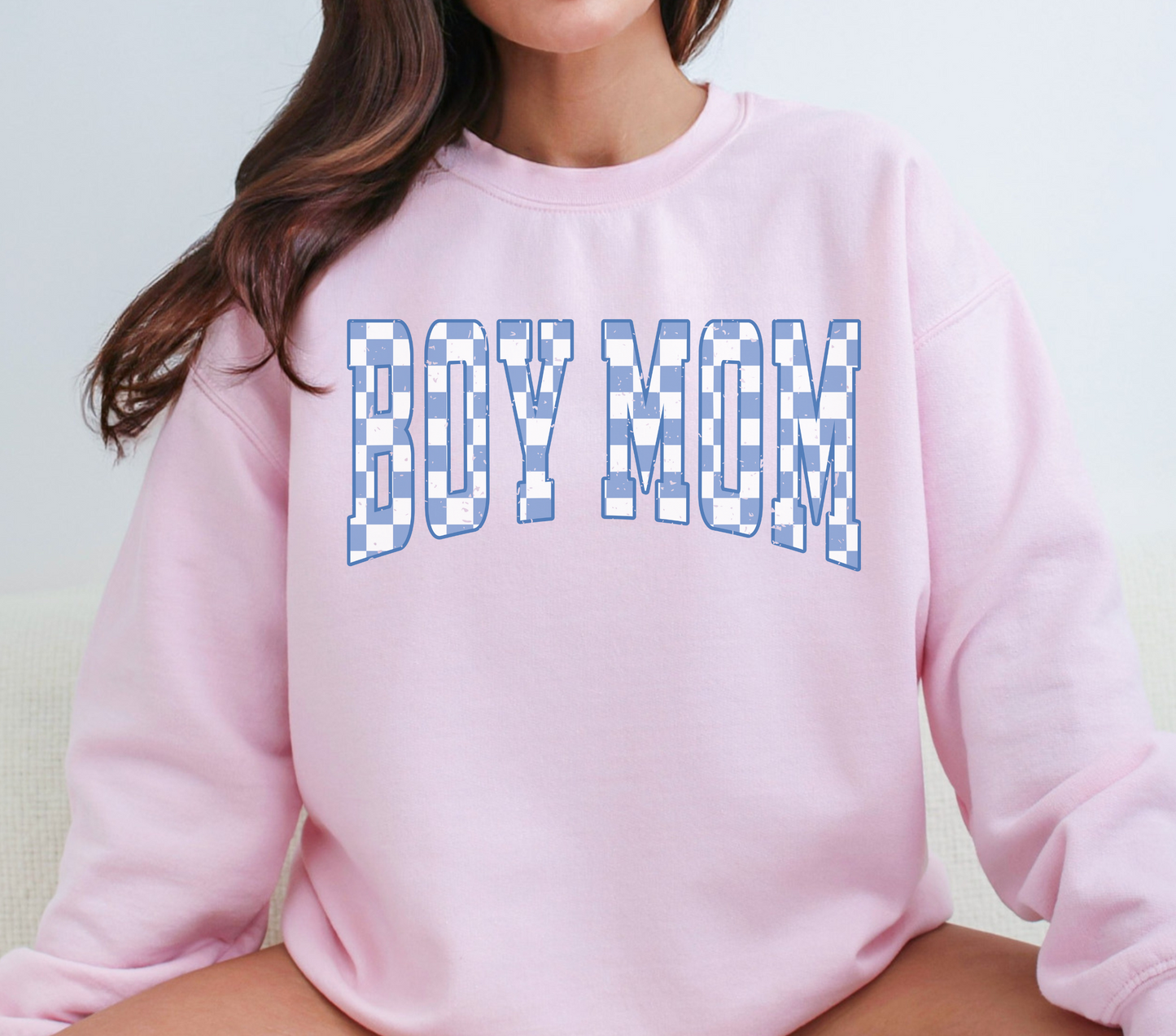 Checkered Boy Mom Sweatshirt