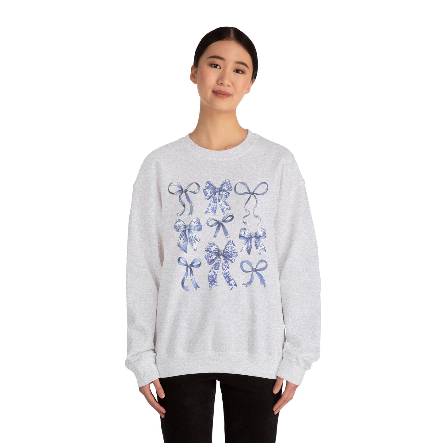 Blue Coquette Antique Pattern Print Crewneck