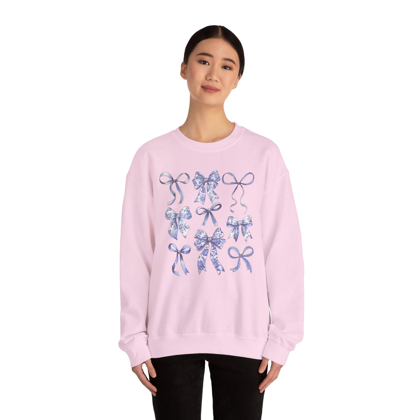 Blue Coquette Antique Pattern Print Crewneck