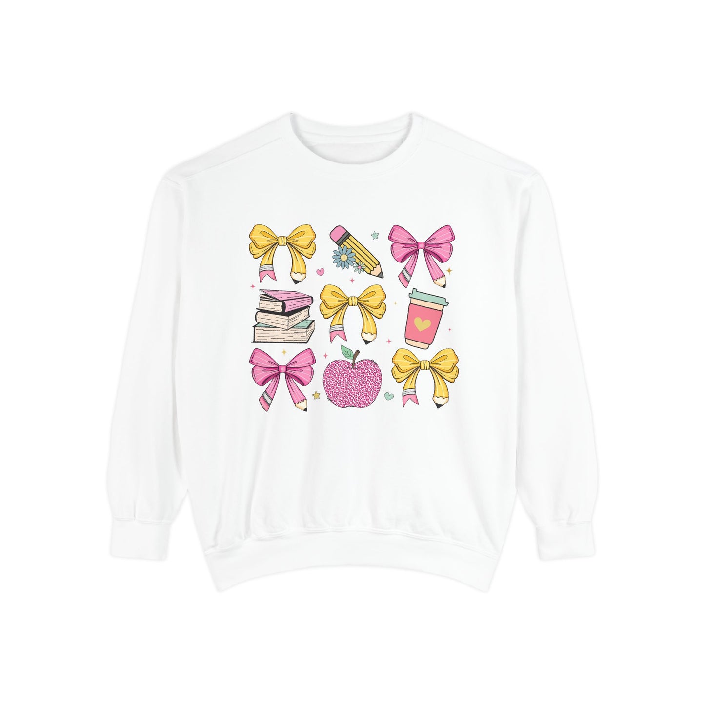 Teacher School Bow Comfort Colors Crewneck