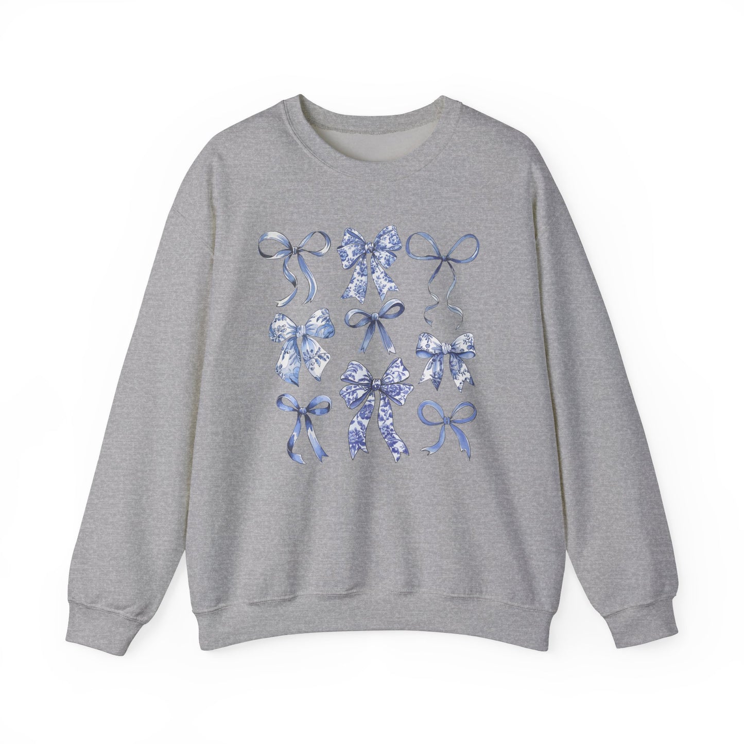 Blue Coquette Antique Pattern Print Crewneck