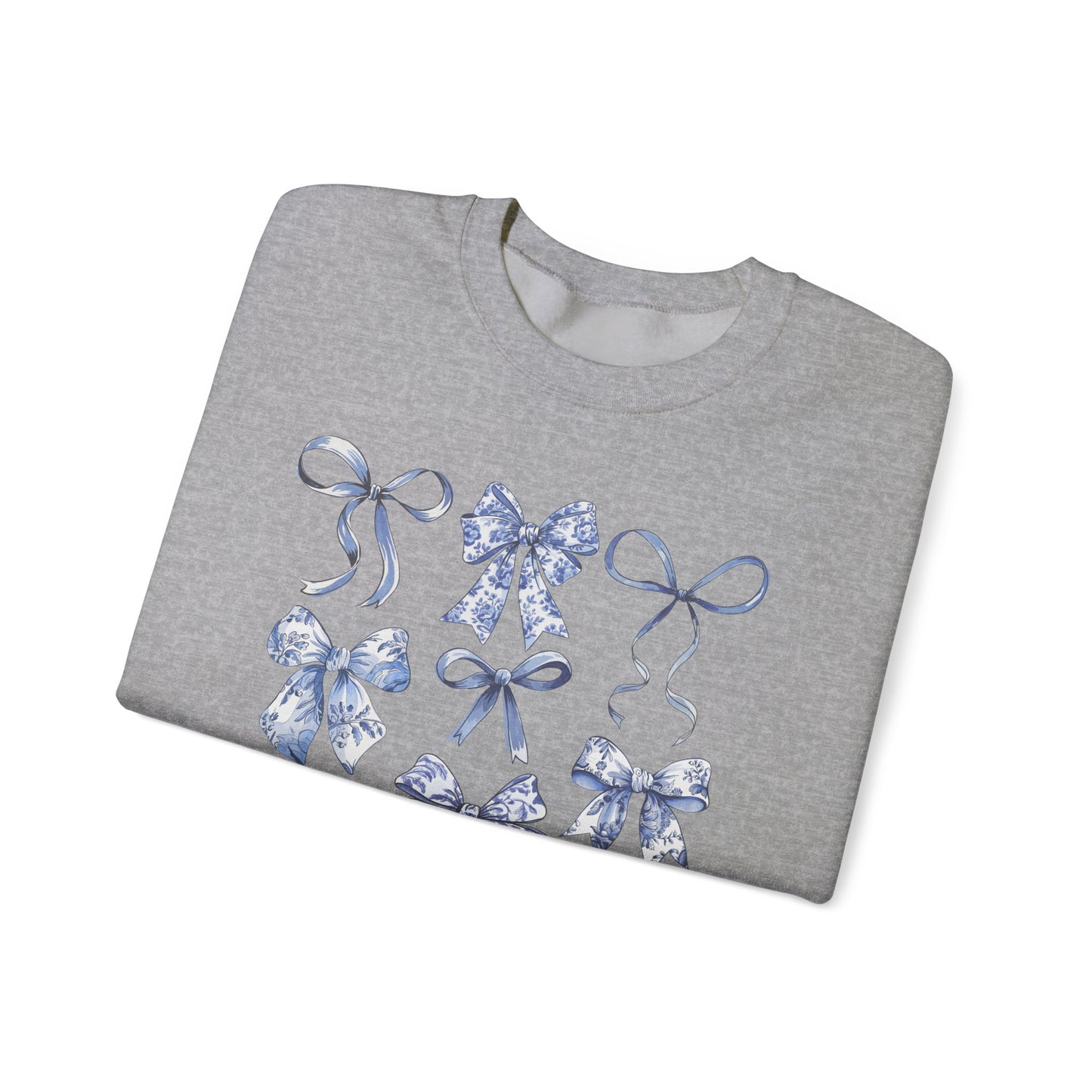 Blue Coquette Antique Pattern Print Crewneck