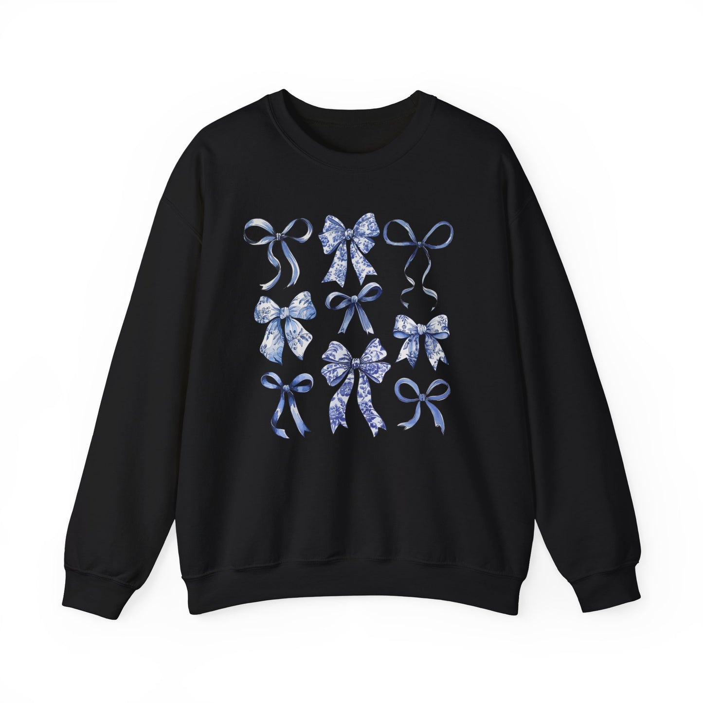 Blue Coquette Antique Pattern Print Crewneck