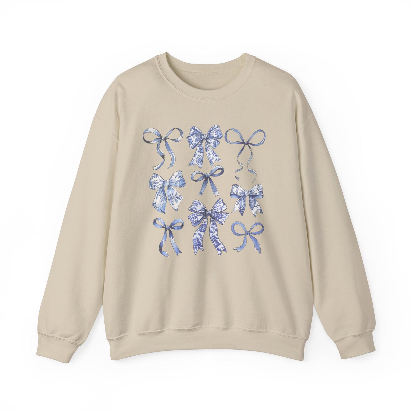 Blue Coquette Antique Pattern Print Crewneck