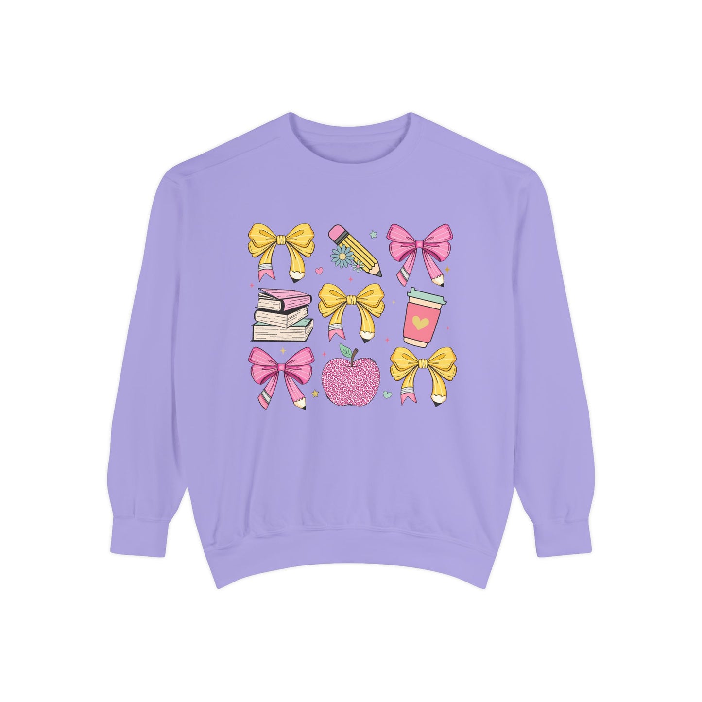 Teacher School Bow Comfort Colors Crewneck