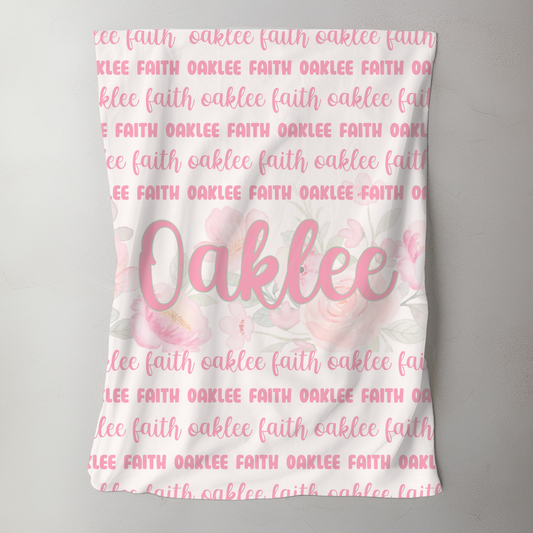Custom Name Blanket - Peony Floral