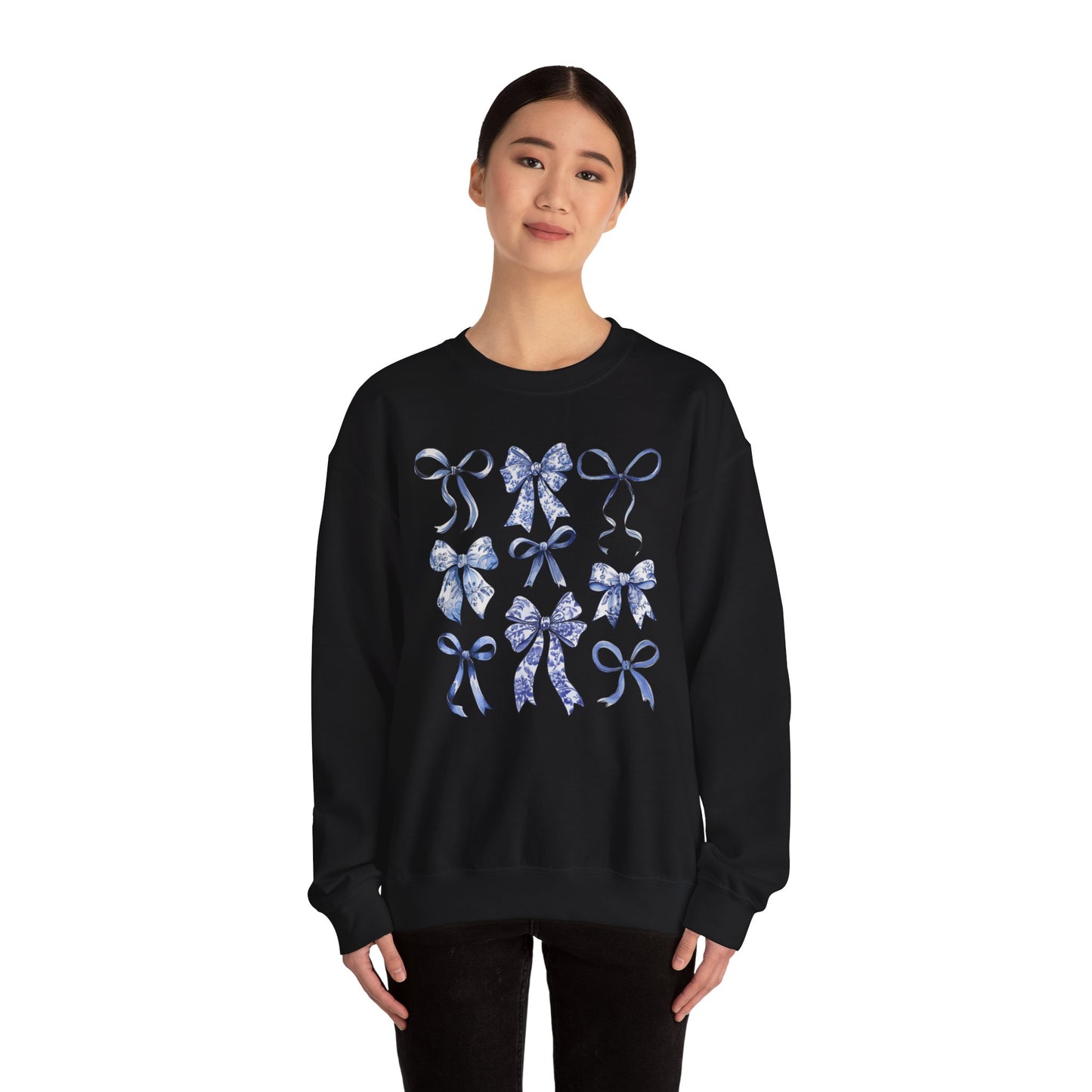 Blue Coquette Antique Pattern Print Crewneck