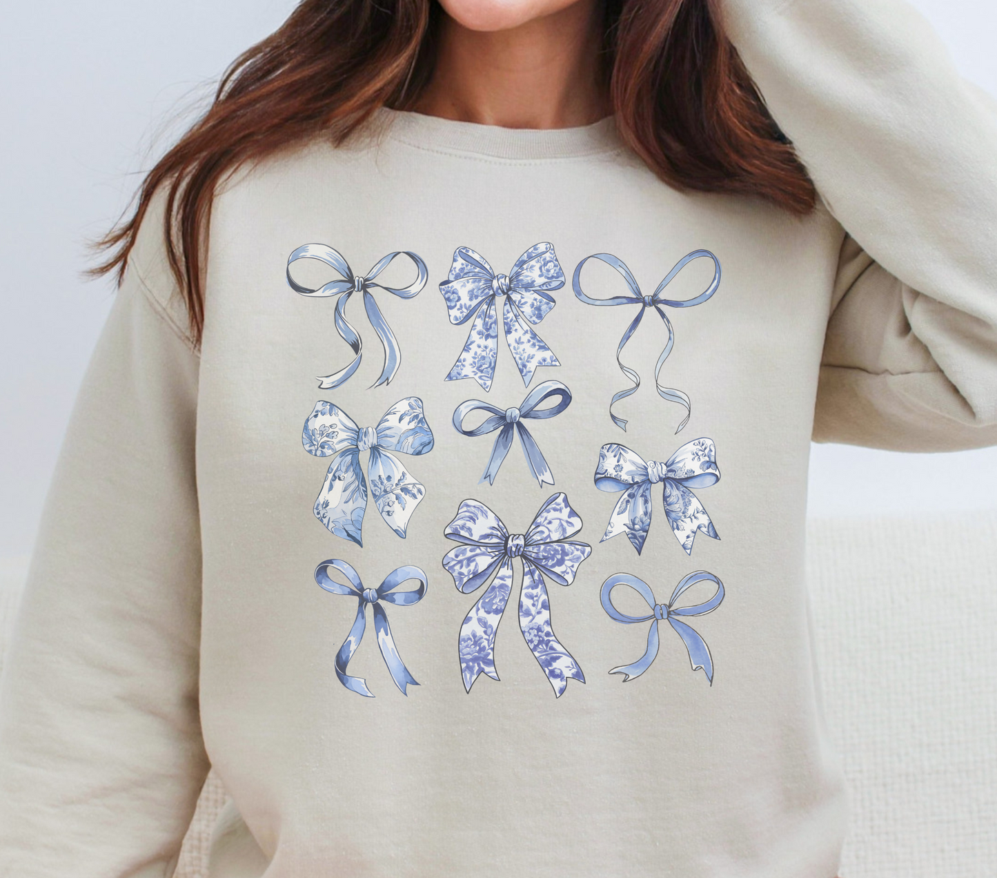 Blue Croquette Bow Sweatshirt