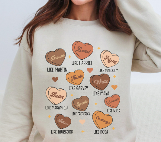 Black History Month Valentine Hearts Teacher Crewneck