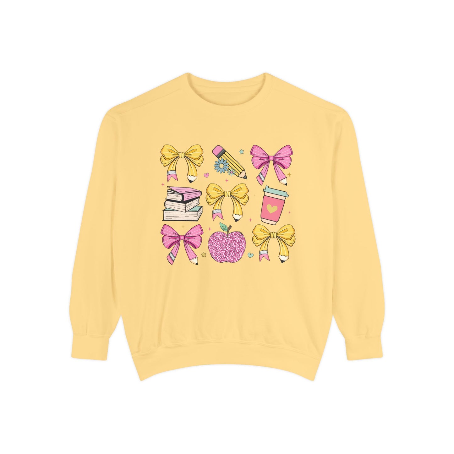 Teacher School Bow Comfort Colors Crewneck